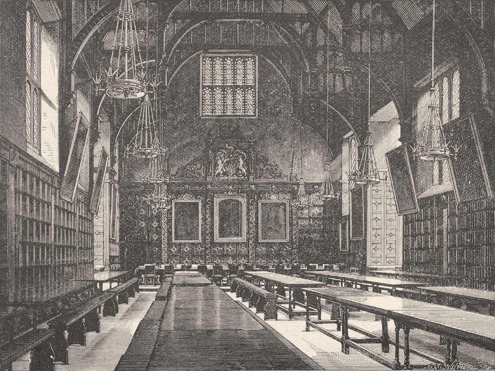 CAMBS. Cambridge. Hall of Trinity College 1898 old antique print picture